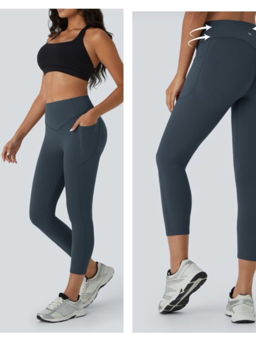 Halara UltraSculpt High Waist Small  Capri Leggings Gray Compression Stretch Gym